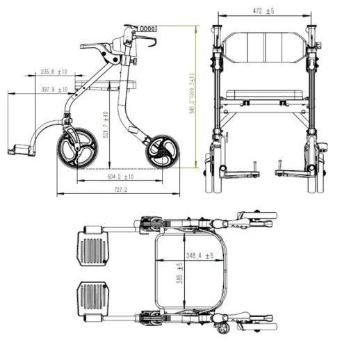 Rollator Monaco: Deambulatore Leggero e Pieghevole con Sedile Imbottito