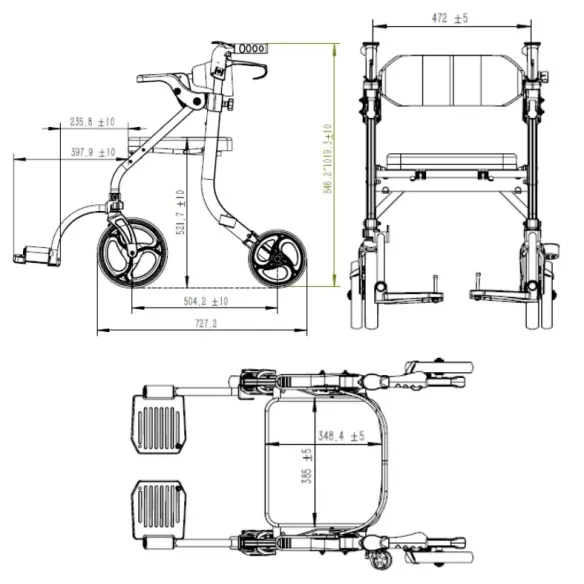 Rollator Monaco: Deambulatore Leggero e Pieghevole con Sedile Imbottito