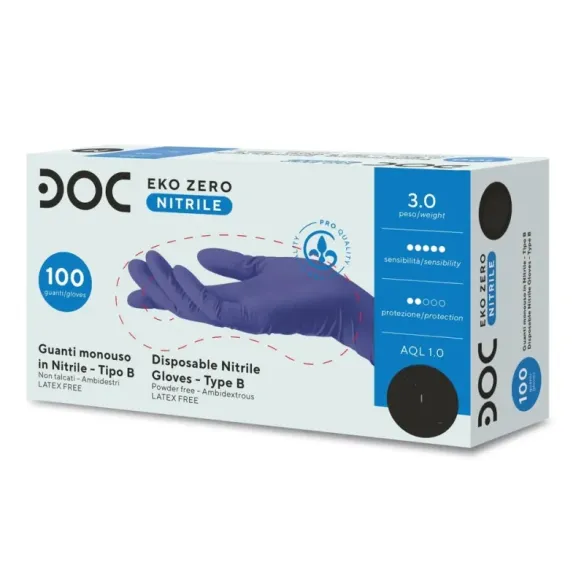 Guanti in Nitrile EKO Zero Powder Free – Alta Protezione e Comfort | Taglia S, 100 pz